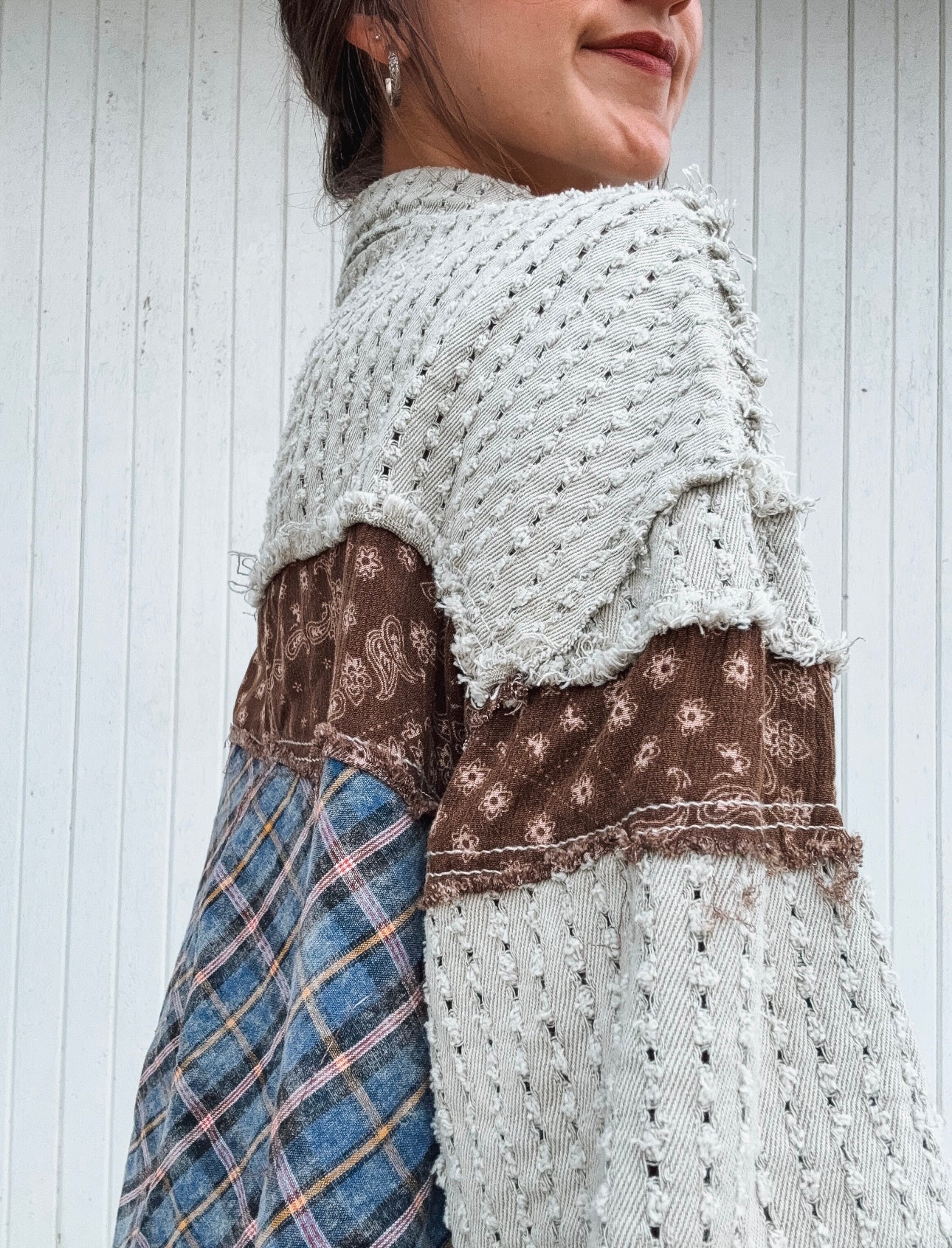 Mixed Fabric Shacket