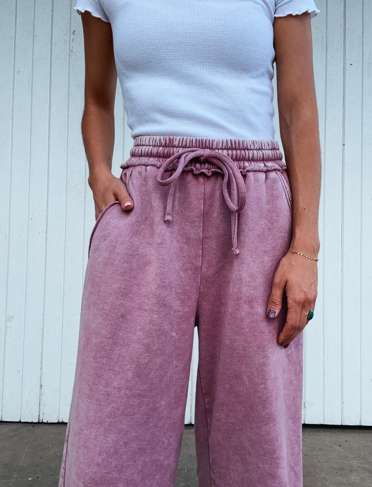 Lt Rose Acid Wash Sweatpants