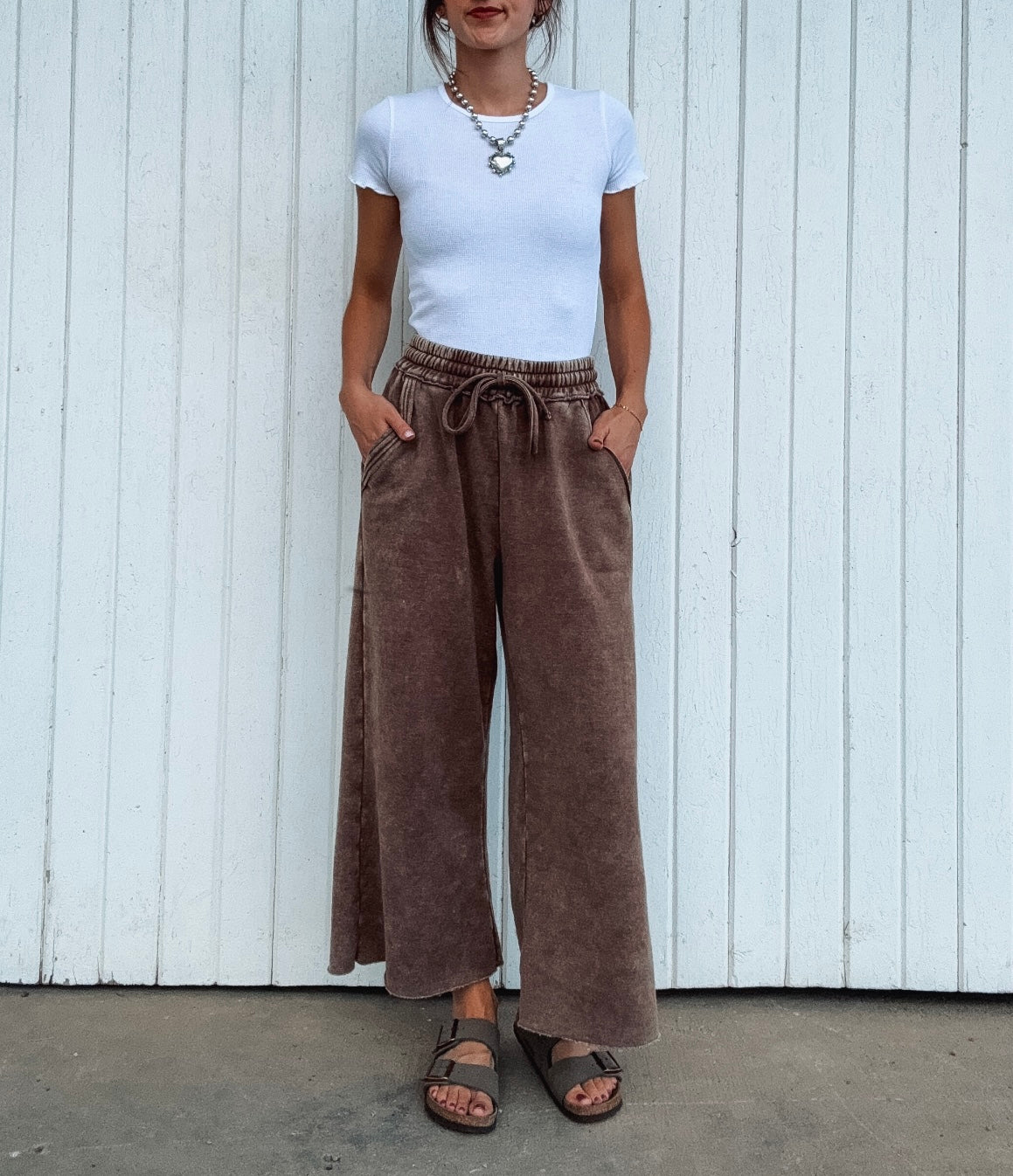 Brown Acid Wash Sweatpants