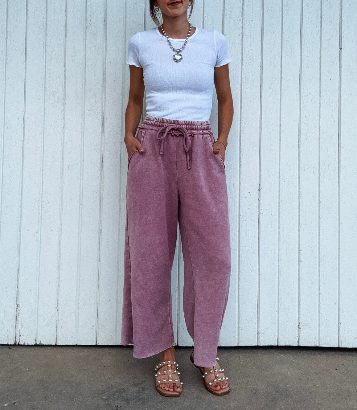 Lt Rose Acid Wash Sweatpants