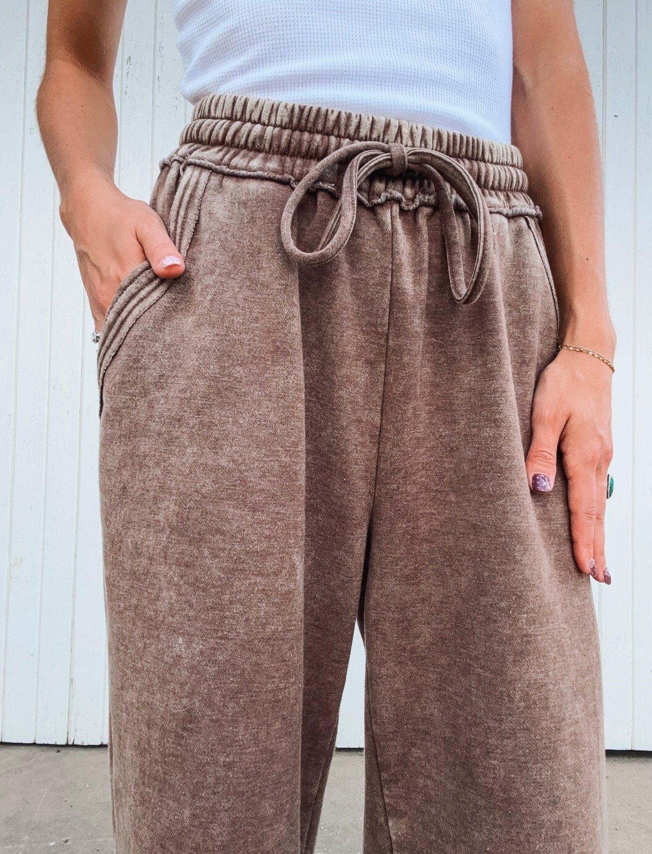 Brown Acid Wash Sweatpants