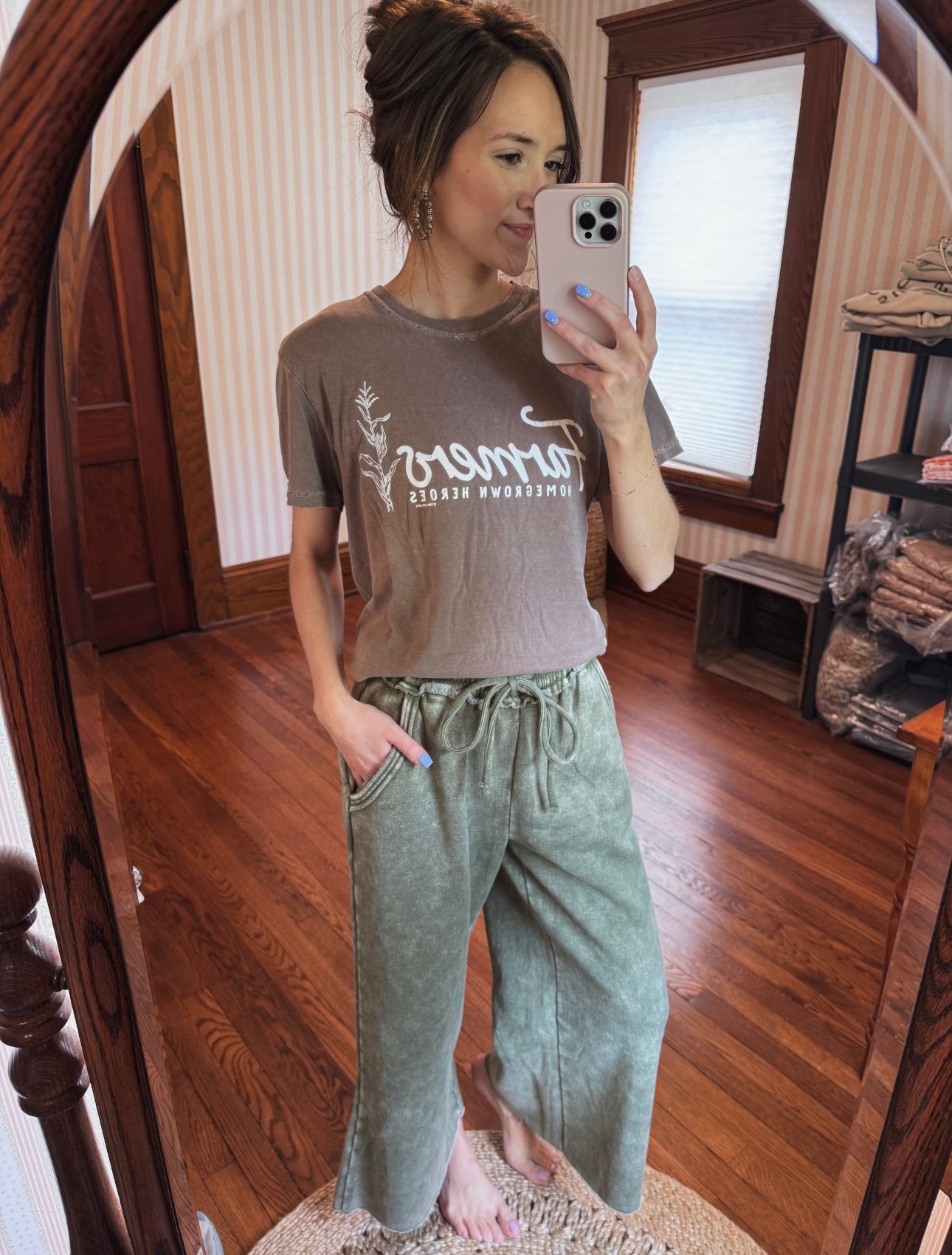 Olive Acid Wash Sweatpants