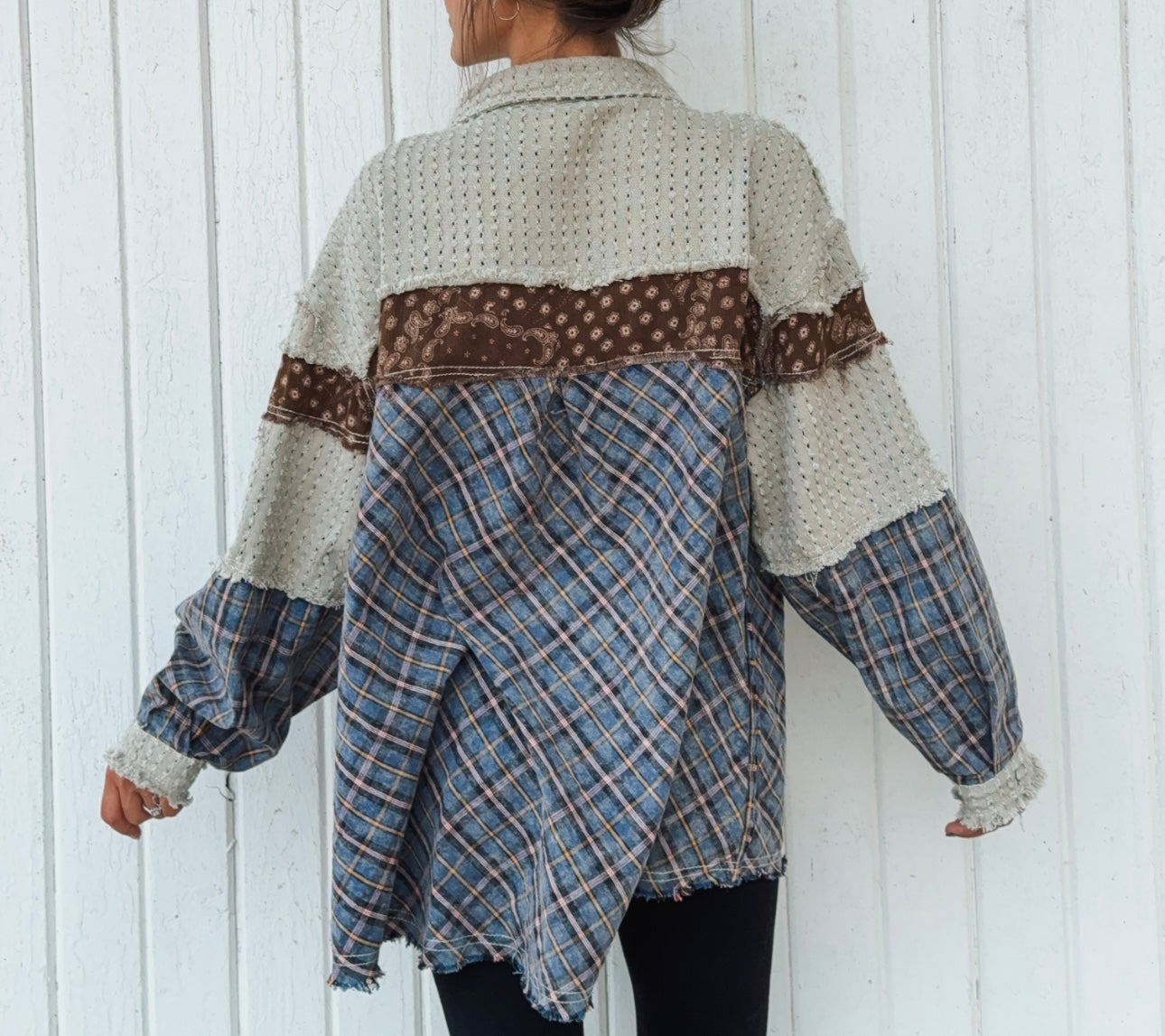 Mixed Fabric Shacket