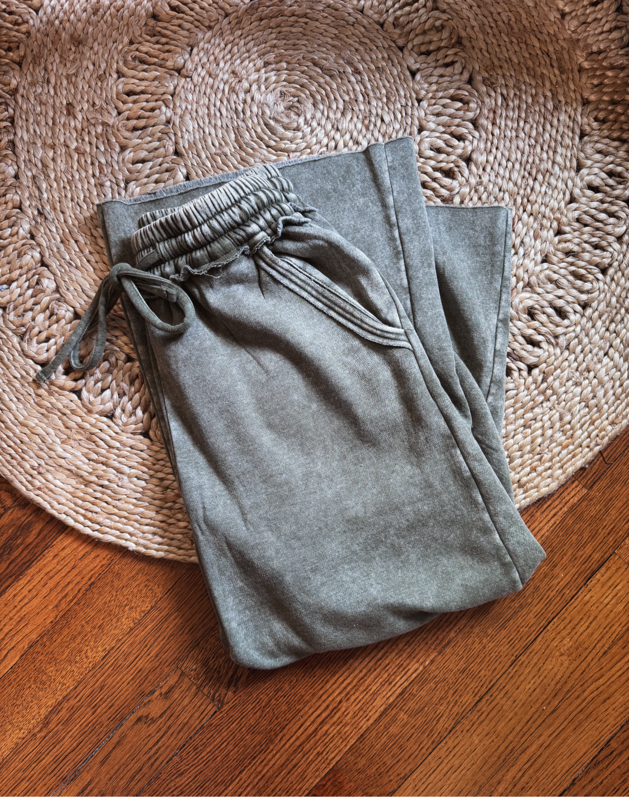 Olive Acid Wash Sweatpants