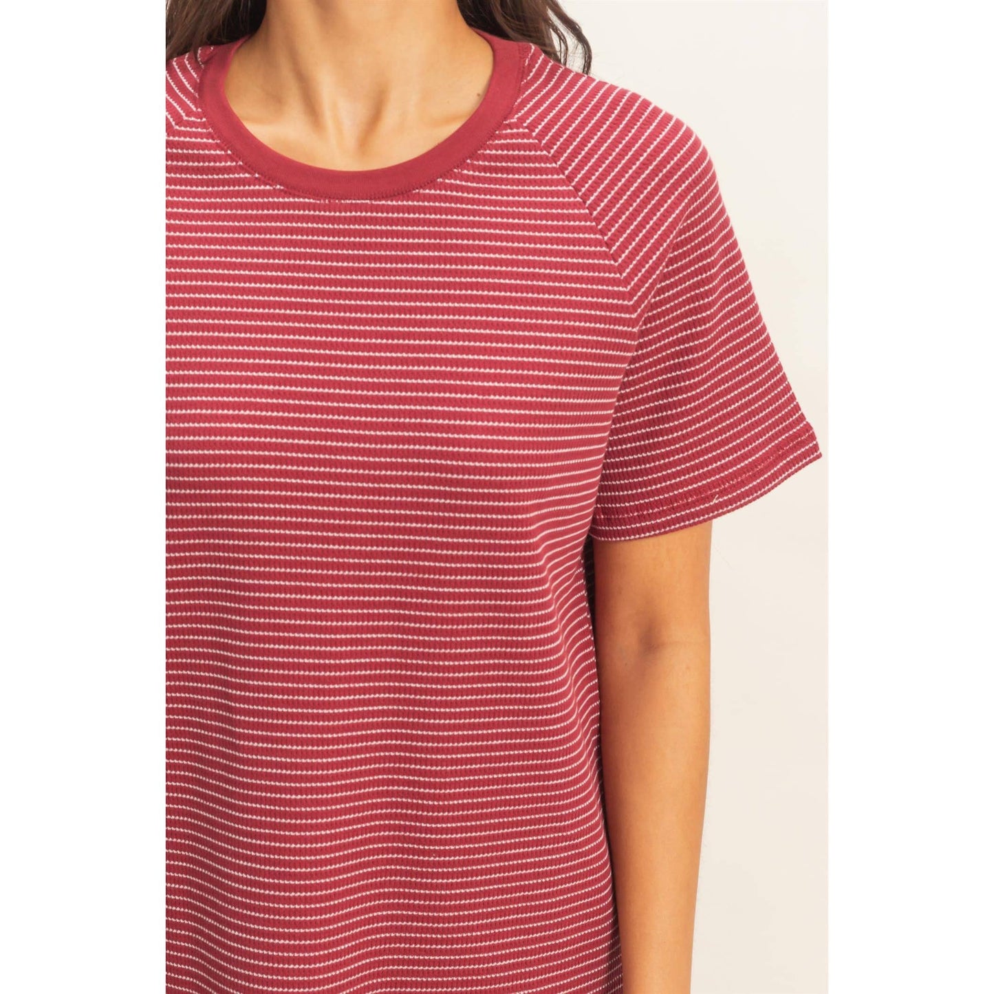 BROWN- Raelynn Striped Tee