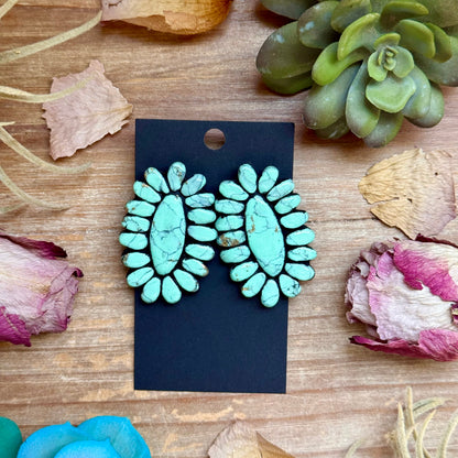 Mint Concho Large Clay Stud Earrings