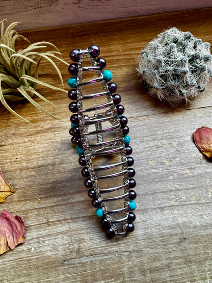 Turquoise and faux pearls Hair Clips - option 2