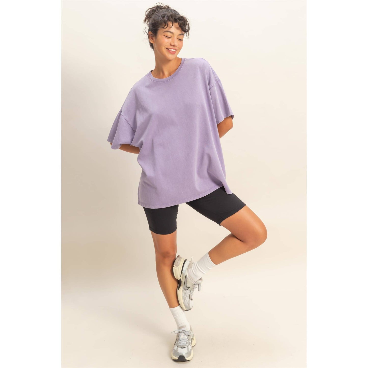 DUSTY PURPLE- Oversized Mineral Wash T-Shirt
