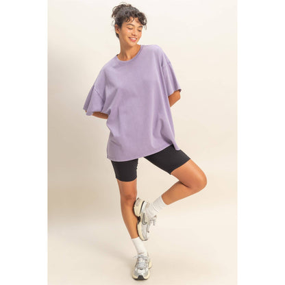 DUSTY PURPLE- Oversized Mineral Wash T-Shirt