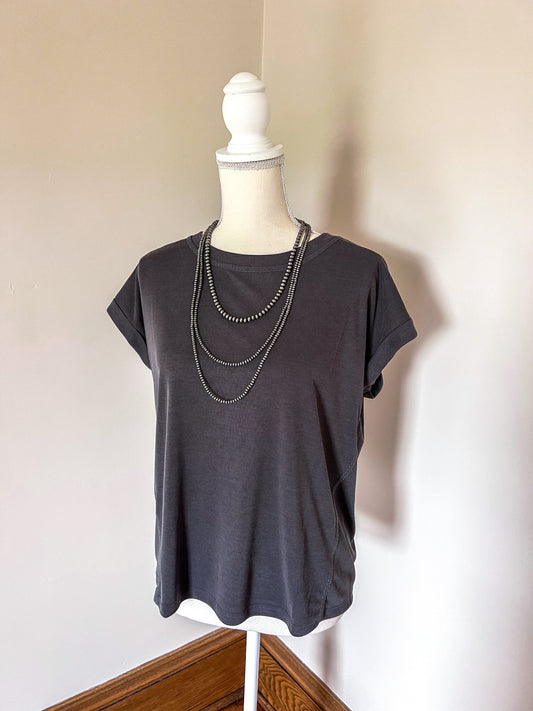 Dark Grey Cuffed Top