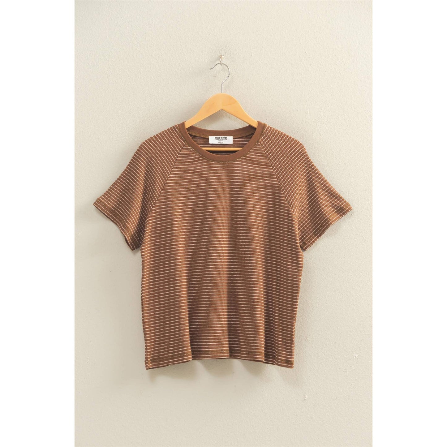 BROWN- Raelynn Striped Tee