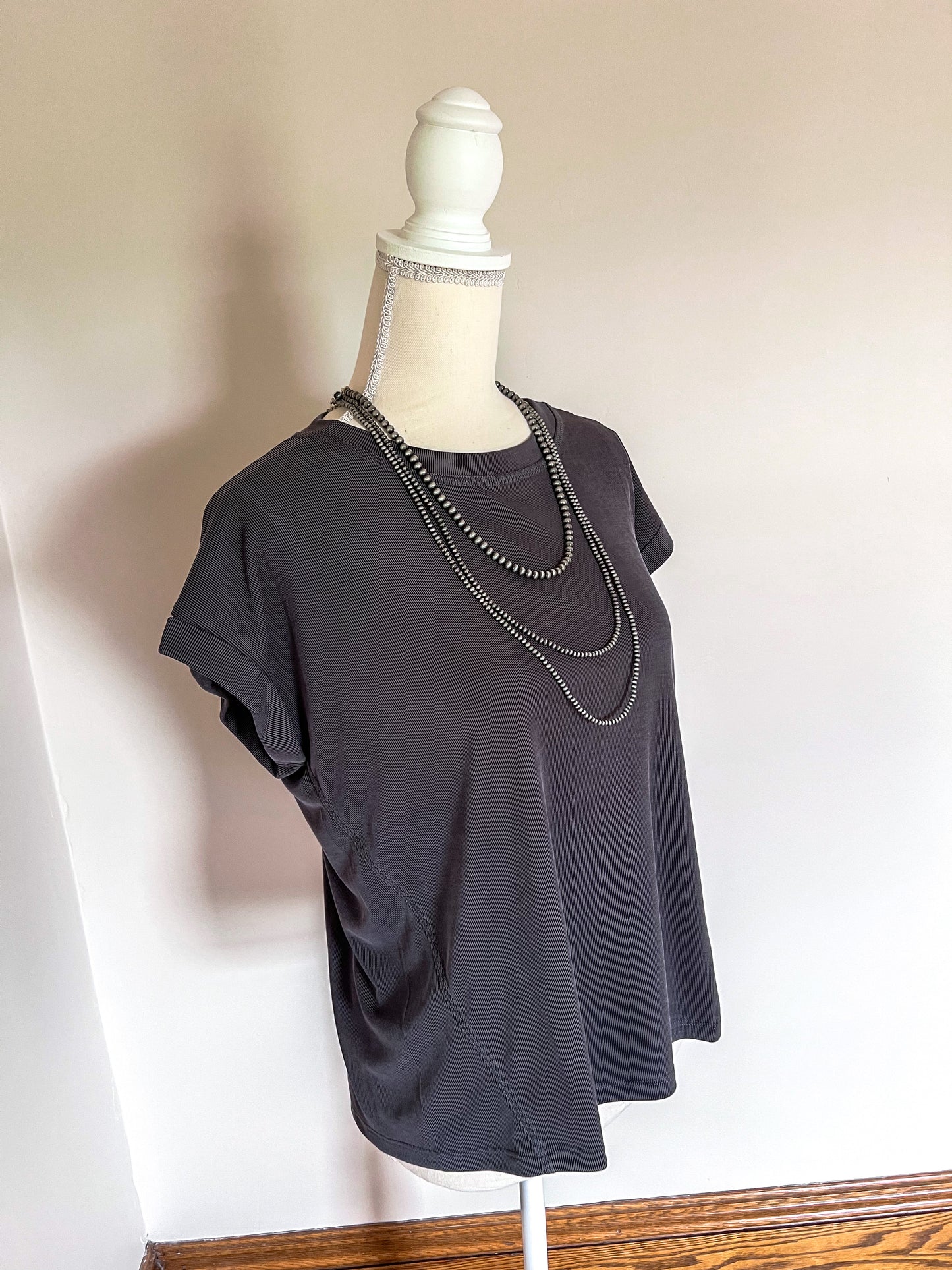 Dark Grey Cuffed Top