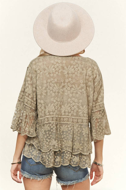 Bell Sleeve Lace Blouse
