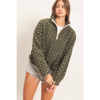 Polka Dot Sherpa Pullover