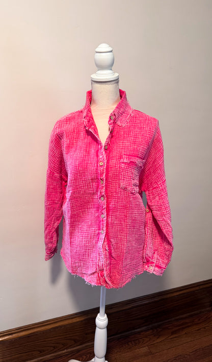 Fuchsia Button Down