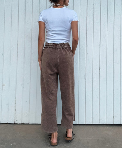 Brown Acid Wash Sweatpants
