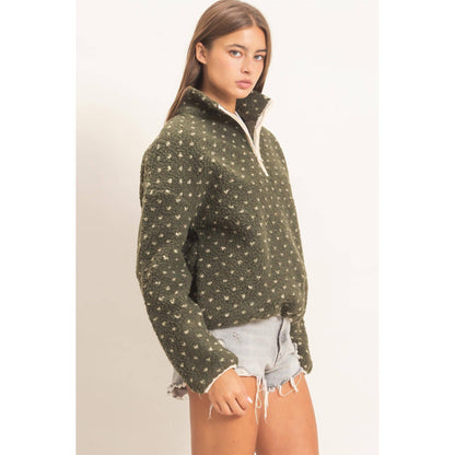 Polka Dot Sherpa Pullover