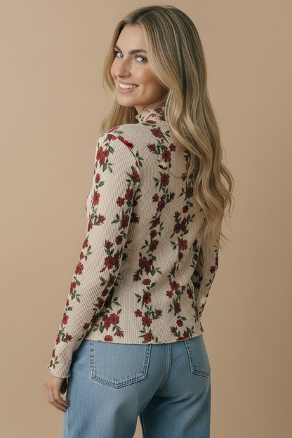 Floral Rib Knit Top