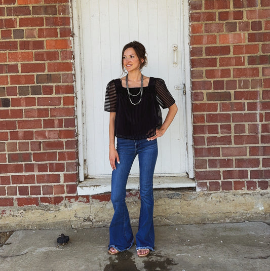 Stripped Sheer Blouse