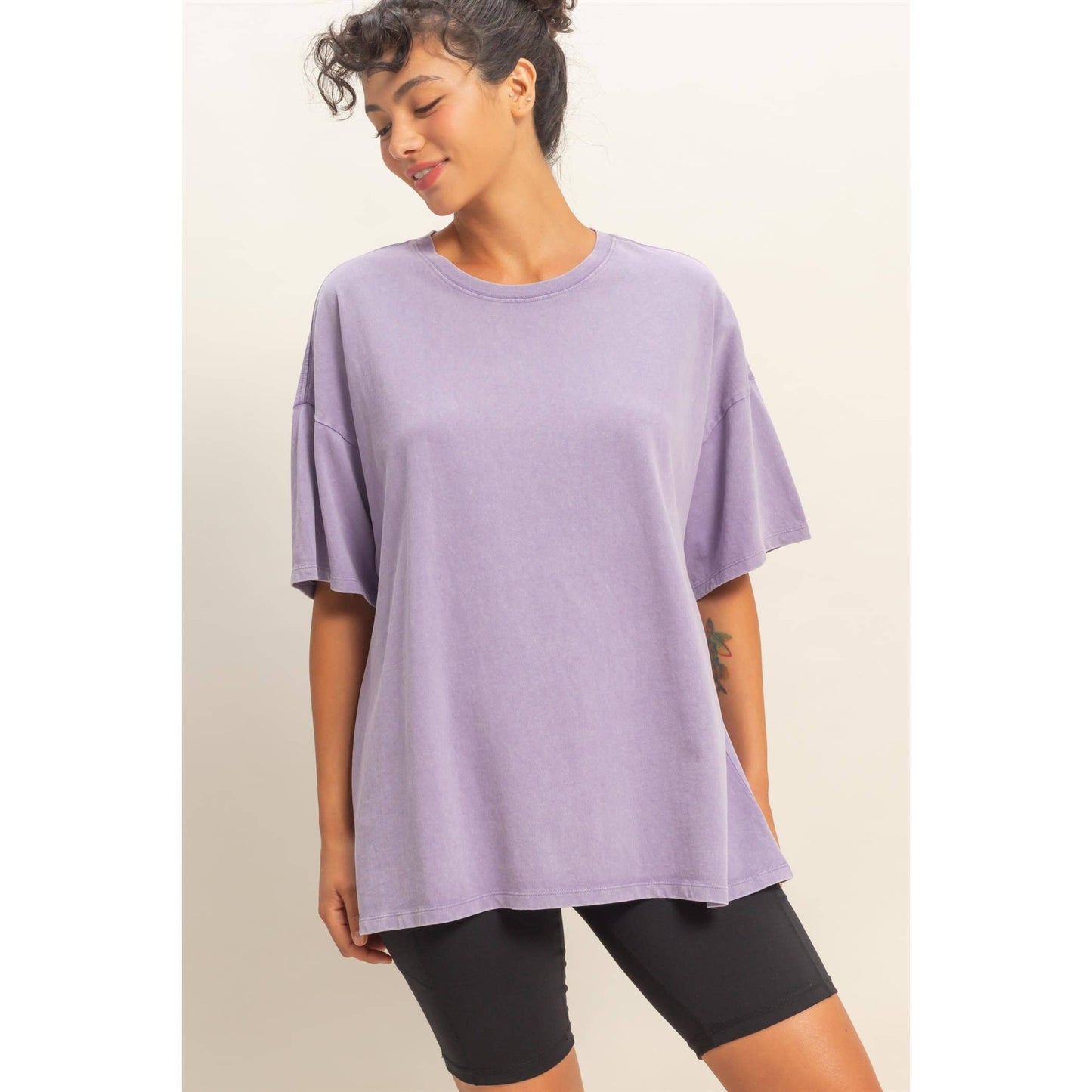 DUSTY PURPLE- Oversized Mineral Wash T-Shirt