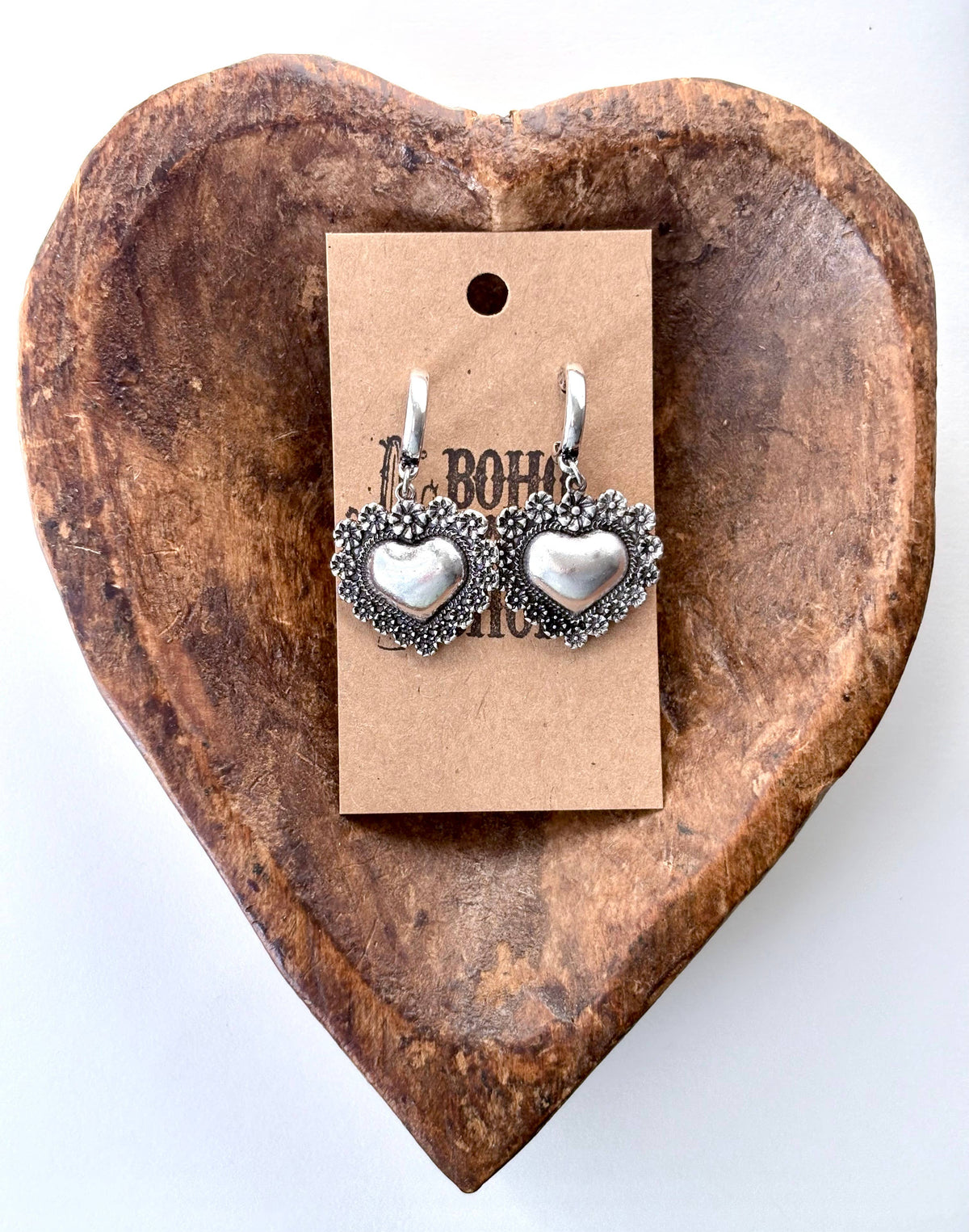 Western Style Heart Drop Hoop Earrings
