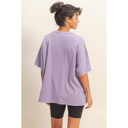 DUSTY PURPLE- Oversized Mineral Wash T-Shirt