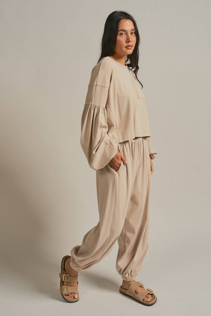 Mineral Wash Cotton Lounge Set: NATURAL