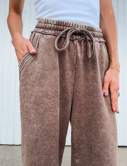 Brown Acid Wash Sweatpants