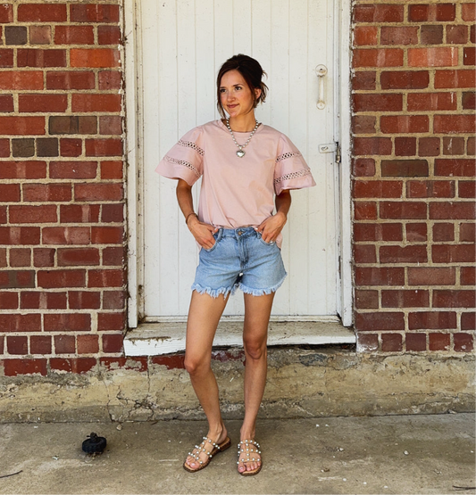 Lace Trim Sleeve Top