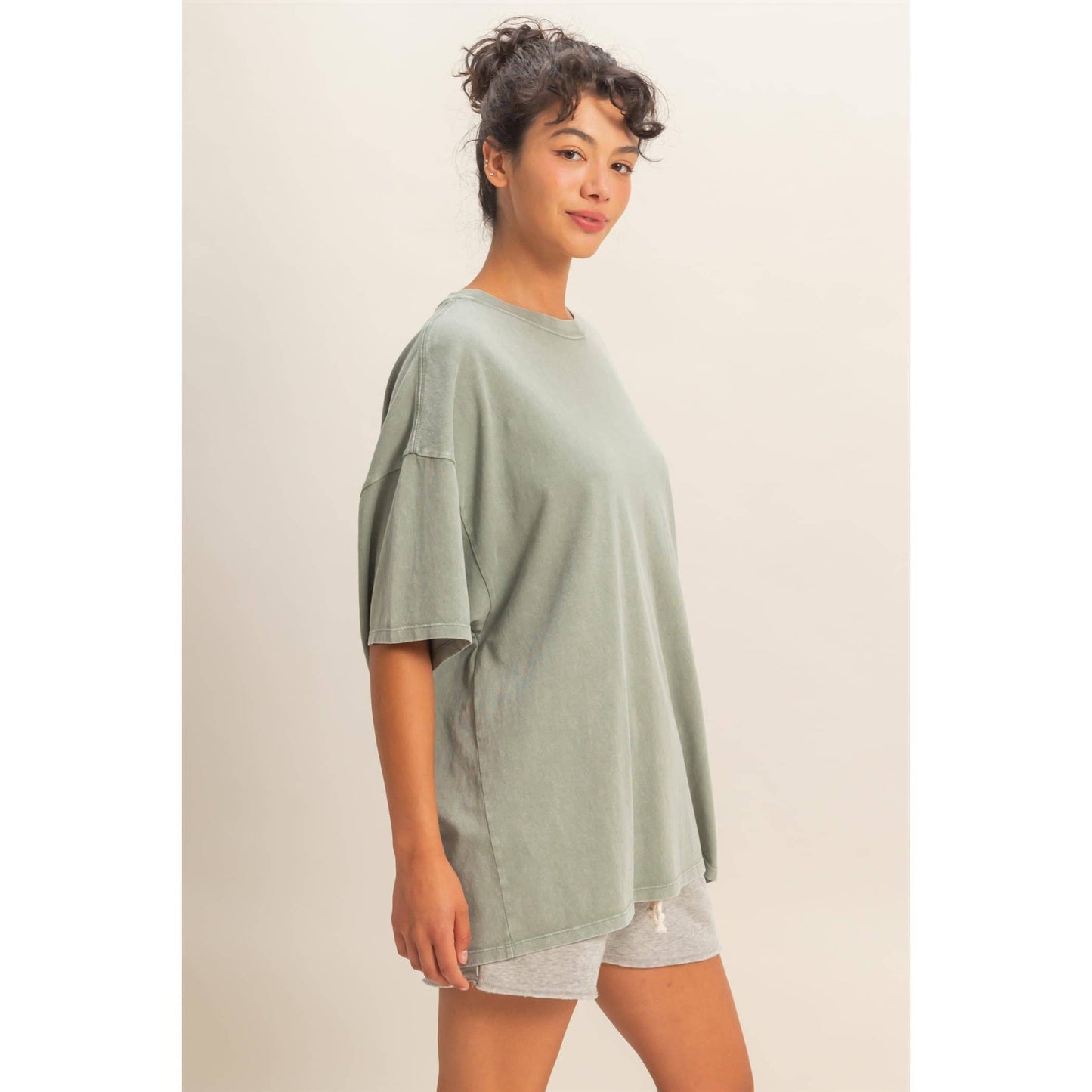 SAGE GREEN- Oversized Mineral Wash T-Shirt