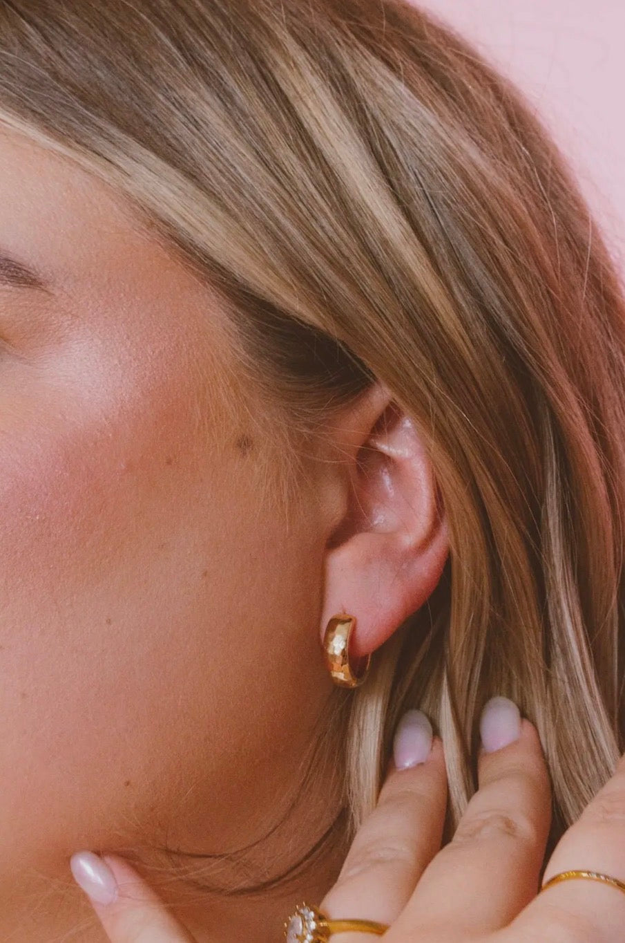 Small Gold Hammered Hoops