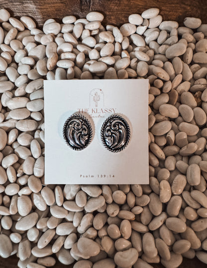 Western Etched Oval Studs
