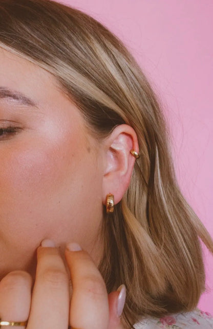 Small Gold Hammered Hoops