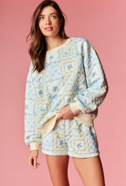 Quilted Floral Lounge Set