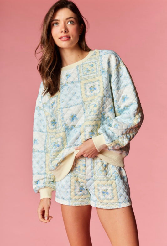 Quilted Floral Lounge Set
