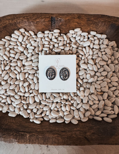 Western Etched Oval Studs
