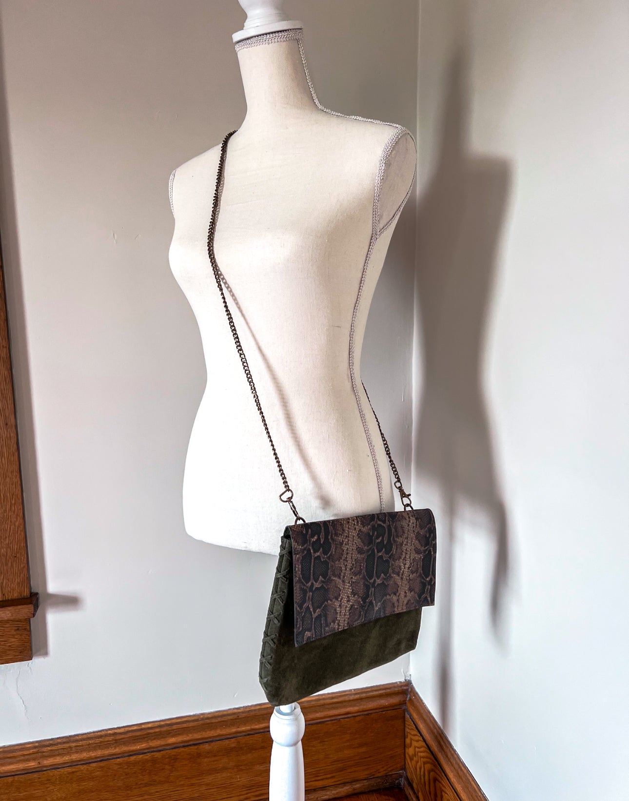 Olive & Snakeskin Crossbody