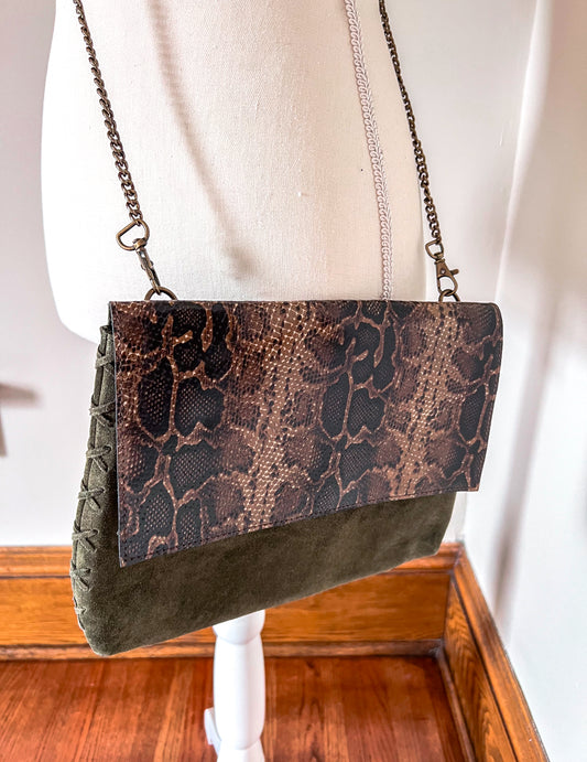 Olive & Snakeskin Crossbody