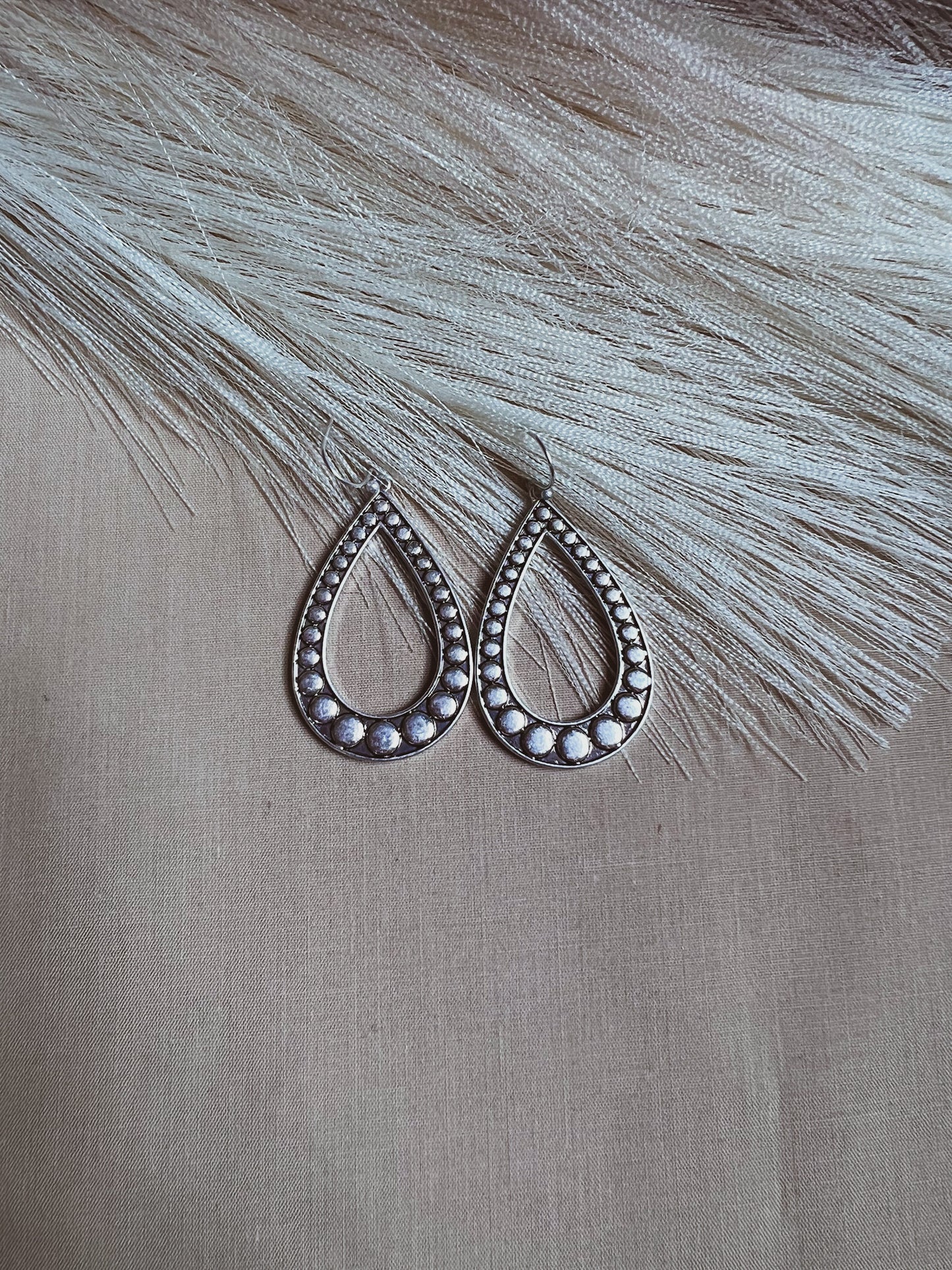 Textured Silver Open Teardrop