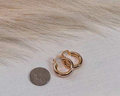 Small Gold Filled Thick Hoop Earrings