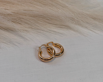 Small Gold Filled Thick Hoop Earrings