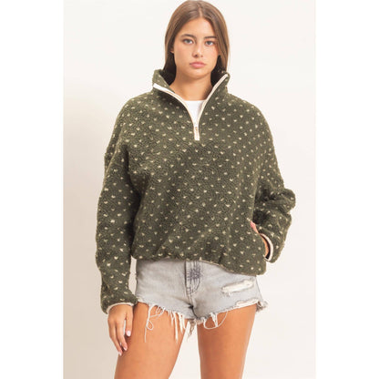 Polka Dot Sherpa Pullover