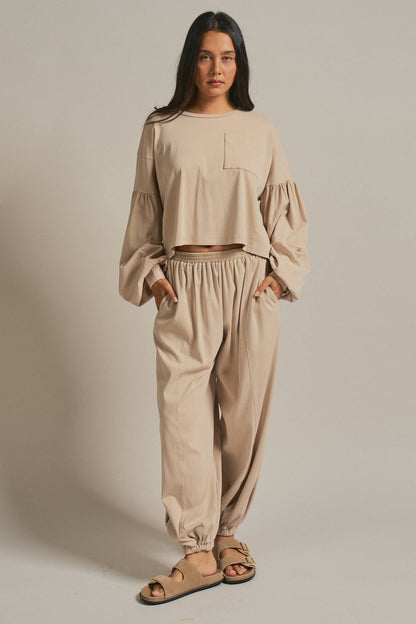 Mineral Wash Cotton Lounge Set: NATURAL