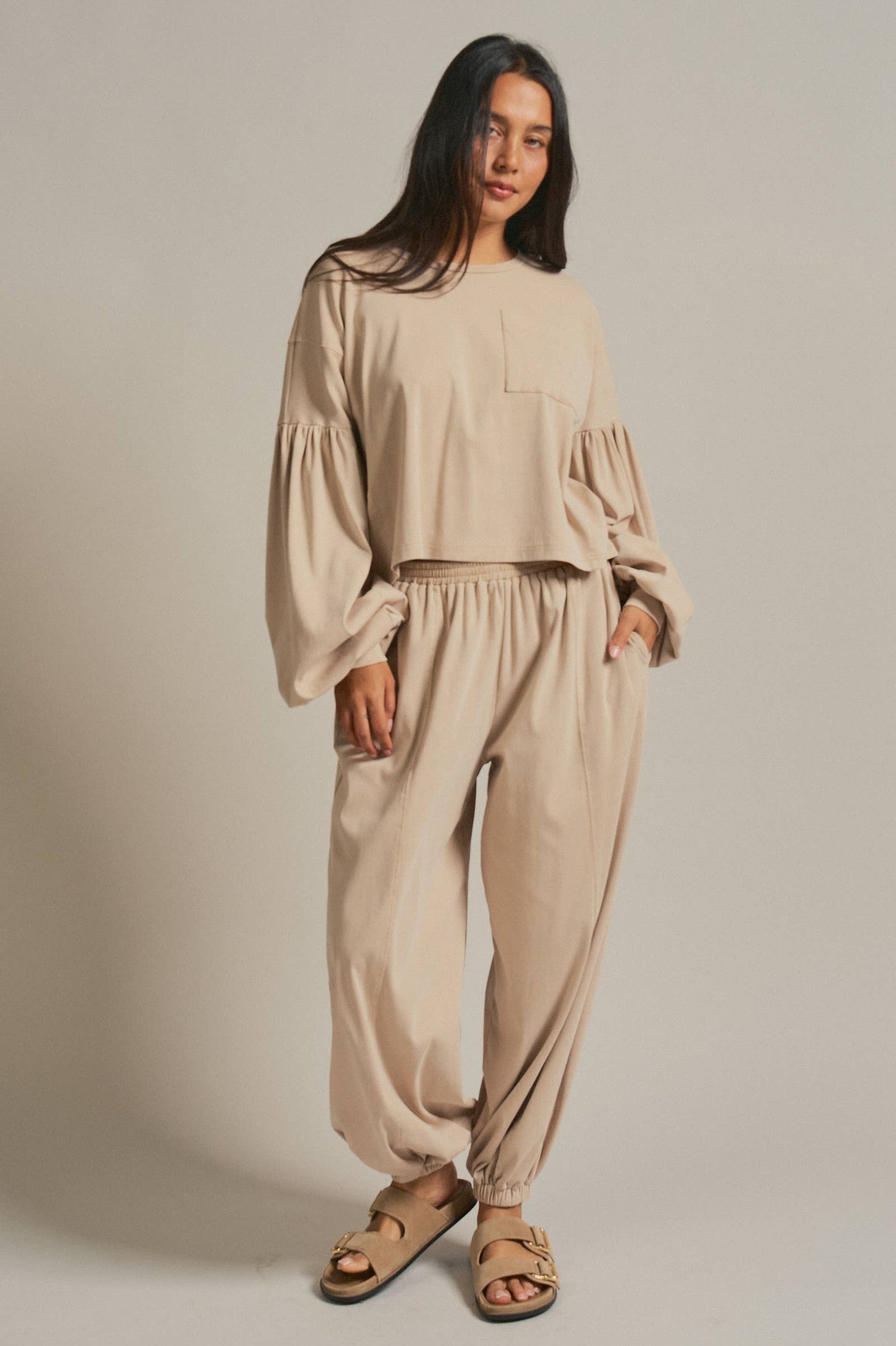 Mineral Wash Cotton Lounge Set: NATURAL