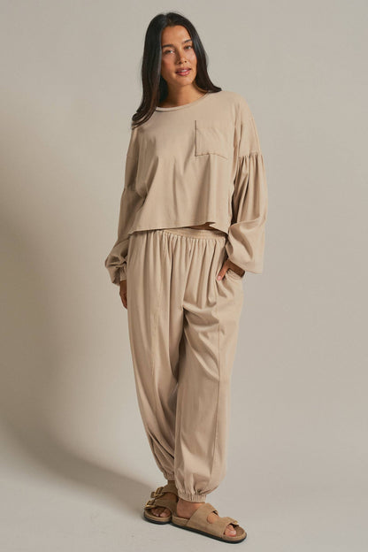 Mineral Wash Cotton Lounge Set: NATURAL