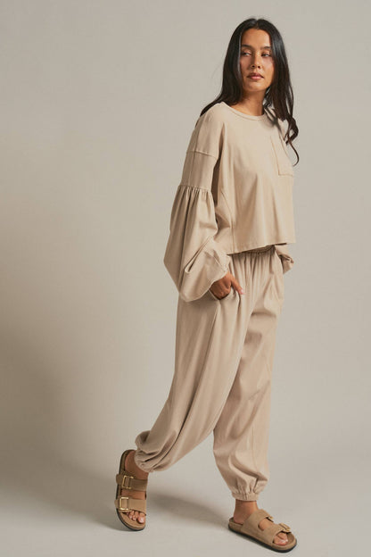 Mineral Wash Cotton Lounge Set: NATURAL