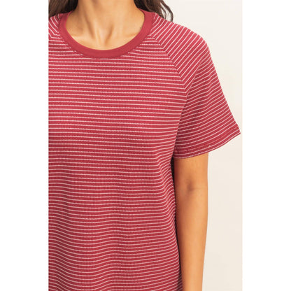 BROWN- Raelynn Striped Tee
