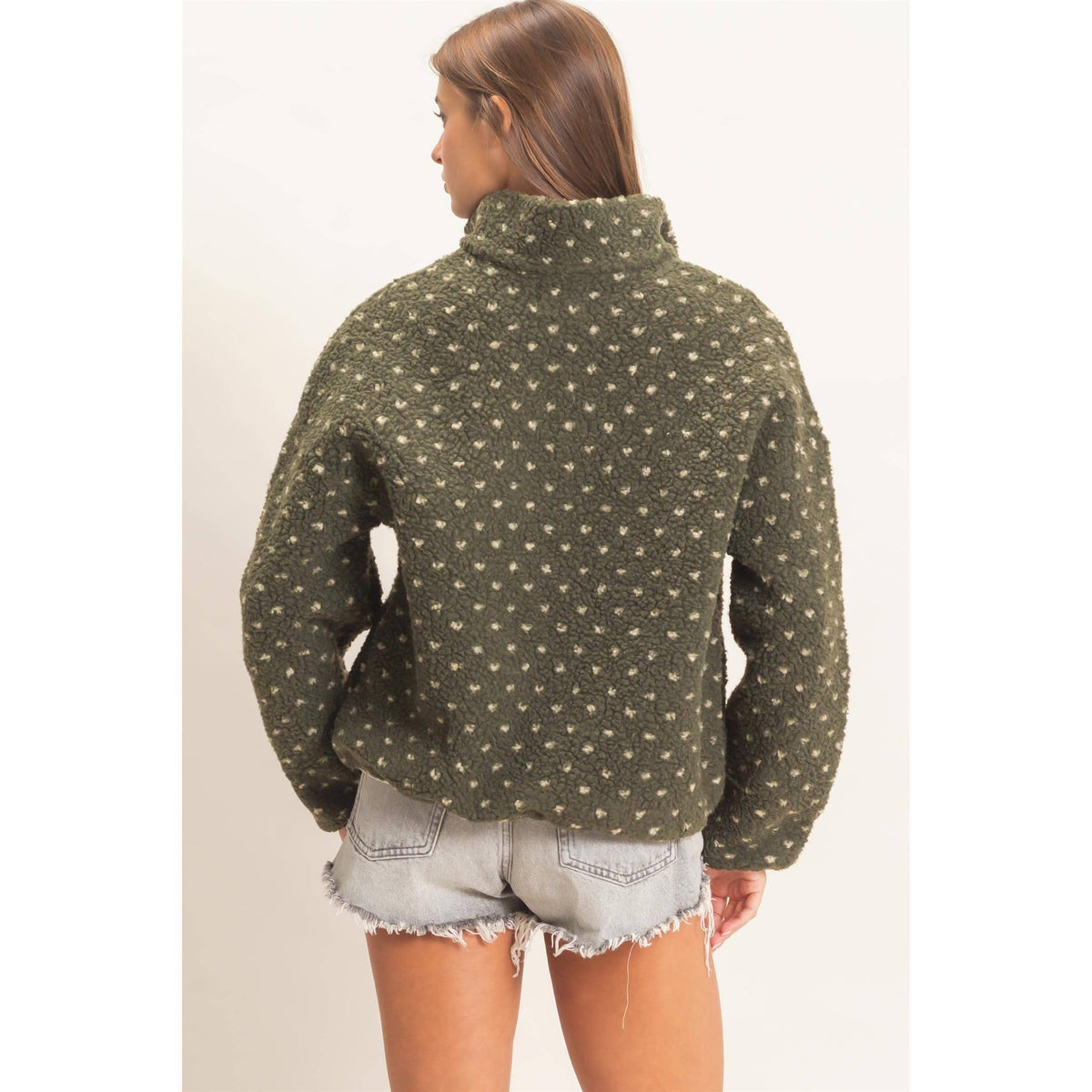 Polka Dot Sherpa Pullover